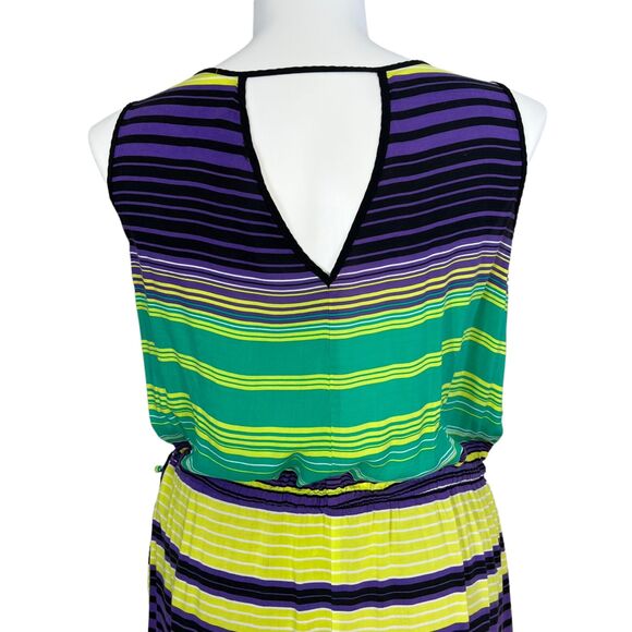 In the MIx Womens Maxi Sundress Lightweight Striped Blouson Multicolor 2X - Picture 5 of 10